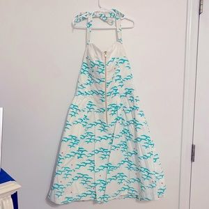 Lilly Pulitzer Marisa Flock of Seagulls Placed Print Halter Dress